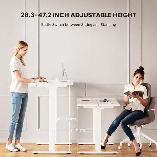 Alt view image 5 of 6 - 330lbs Dual Motor Standing Desk Frame for 43.3 to 70.8 Desktop, Electric Adjustable Legs with Memory Presets, Stand Up Desk Frame Workstation for Home Office, White Frame Only