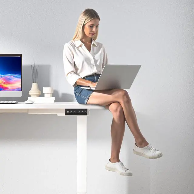 Alt view image 6 of 6 - 330lbs Dual Motor Standing Desk Frame for 43.3 to 70.8 Desktop, Electric Adjustable Legs with Memory Presets, Stand Up Desk Frame Workstation for Home Office, White Frame Only