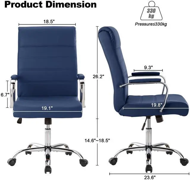Alt view image 3 of 6 - Office Desk Chair,Modern Conference Room Chairs,High Back Ergonomic Home ofiice Chair,Adjustable Height Swivel Executive Computer Chair with Padded Seat and Armrest (Blue)