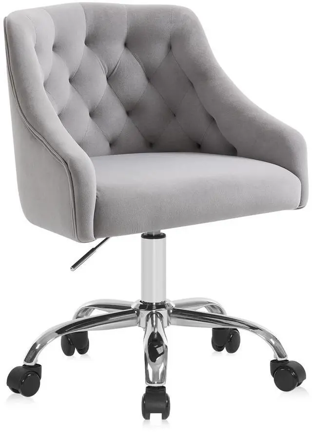 Main image of Home Office Chair, Velvet Swivel Adjustable Accent Vanity Chair with Arms Nailhead Trim for Bedroom, for to Living Room, Studying, Office (Dove Grey)