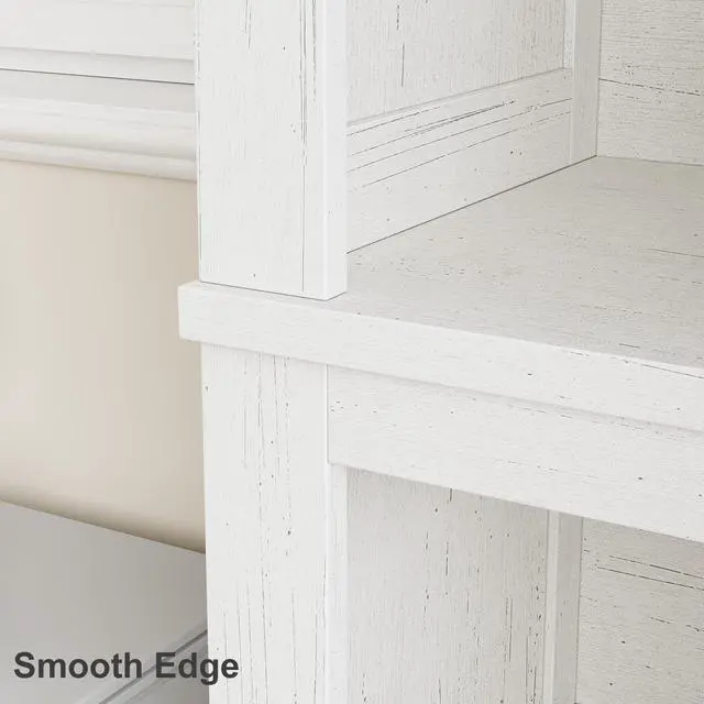 Alt view image 4 of 6 - 71" Farmhouse Bookcase w/Adjustable Shelves & 31.5" Width, 5 Tier Tall Bookshelf with Wooden Legs, Rustic Vintage Book Shelf for Living Room Office Library (White)