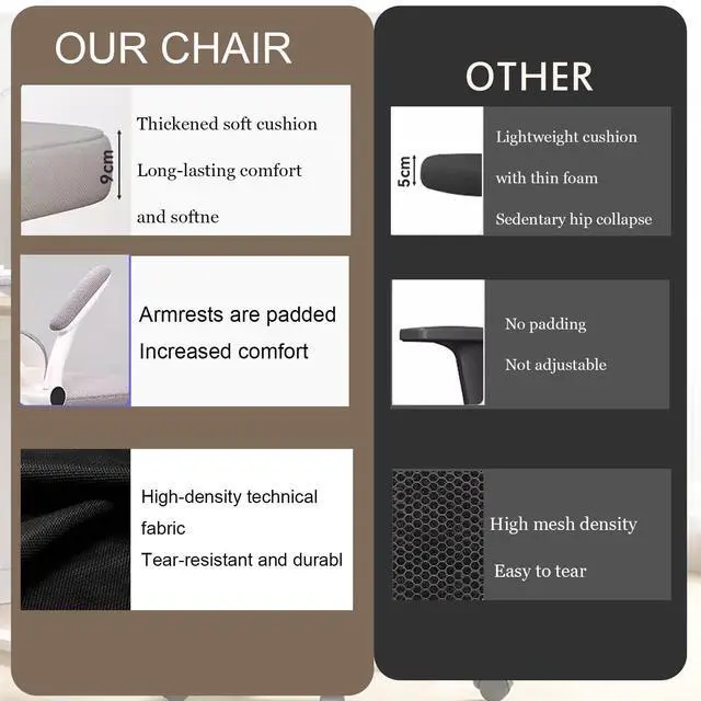 Alt view image 5 of 6 - Ergonomic Office Chair Computer Desk Chairs with Flip-up Armrests and Lumbar Support, High Back Mesh Gaming Chairs Rolling Work Swivel Task Chairs with Adjustable Headrest