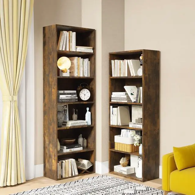 Alt view image 5 of 6 - Bookshelf, 6-Tier Open Bookcase, Storage Shelves, Display Storage Shelves, Floor Standing Unit, Home Decor, Furniture for Home Office, Living Room, Bedroom, Brown