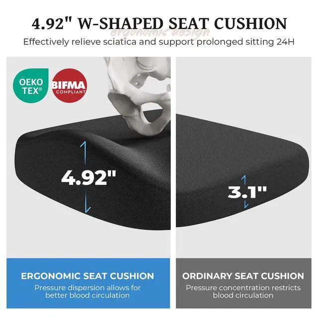 Alt view image 4 of 6 - Ergonomic Office Chair - Adjustable Lumbar Support | 350lbs Big & Tall Heavy Duty Mesh Comfy Chair with Flip-Up Arms Gaming Chairs for Adult Home and Business