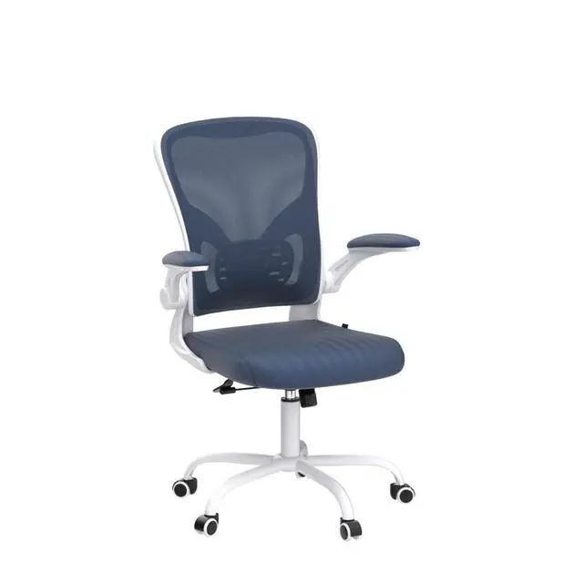 Alt view image 5 of 6 - Mesh Office Chair, Ergonomic Computer Desk Chairs for Home Office - with Comfy/Comfortable Flip-up Arm Rests, Lumbar Support, Height Adjustable, 360 Degree Rolling Swivel (Blue)