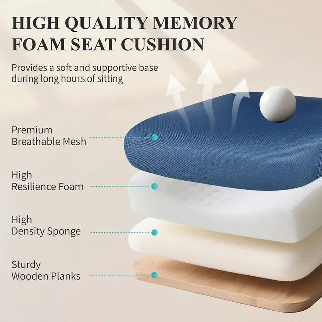 Alt view image 6 of 6 - Mesh Office Chair, Ergonomic Computer Desk Chairs for Home Office - with Comfy/Comfortable Flip-up Arm Rests, Lumbar Support, Height Adjustable, 360 Degree Rolling Swivel (Blue)