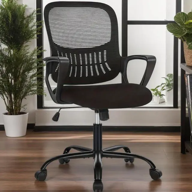 Main image of Office Ergonomic Desk Chair, Mesh Comfy Computer Work Chair with Armrests, Rolling Swivel Task Chair for Home Office, Adults and Teens (Fixed Armrest, Black)