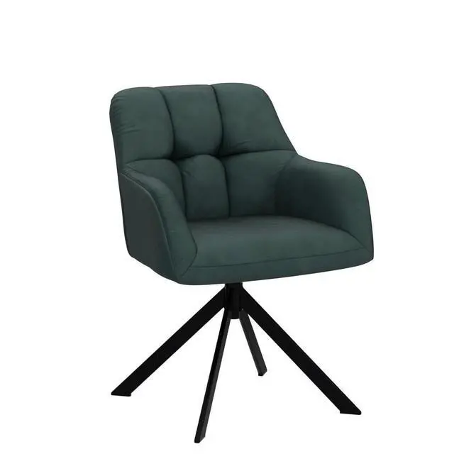 Alt view image 4 of 6 - Comfy Velvet Desk Chair Modern Computer Task Chair no Wheels Swivel Accent Chair with Mid Back Arm Chair for Living Room/Bedroom/Home Office(Green)