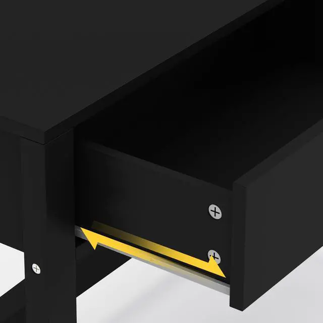 Alt view image 6 of 6 - Home Office Desk with Drawers, Modern Writing Computer Desk for Bedroom, Small Makeup Vanity Table Study Table for Home Office,Black