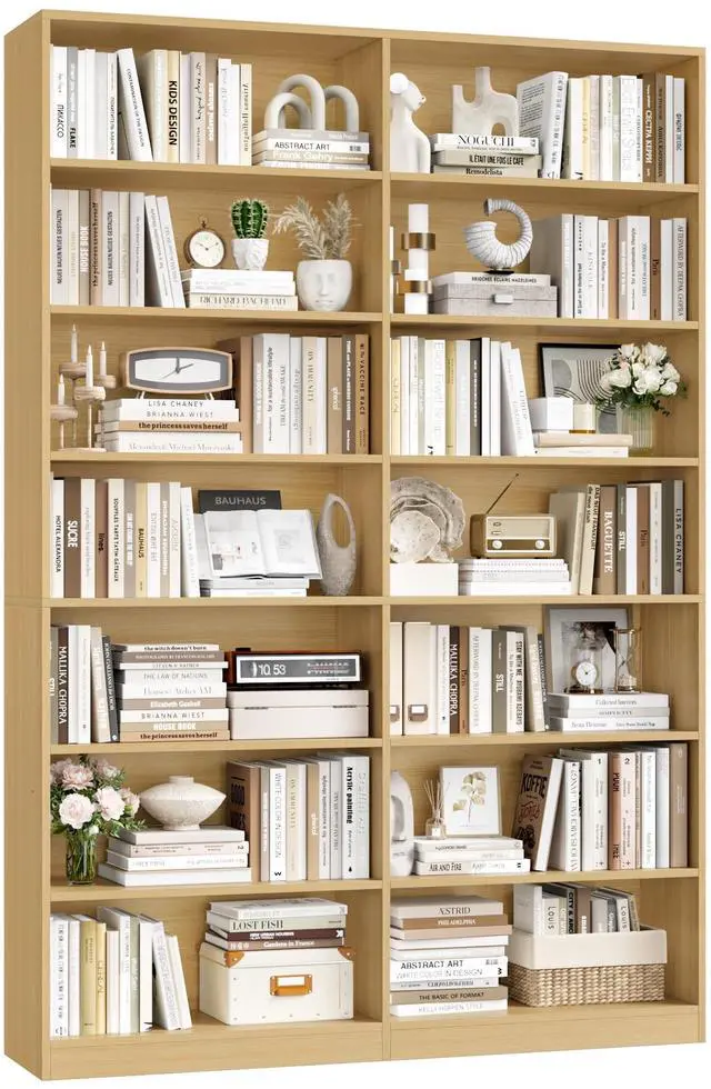 Main image of 83.7" Tall Bookshelf and Bookcase, 7-Tier Extra Large Bookshelf with Double Storage, 14 Open Display Shelves for Home Office, Study and Living Room, Natural