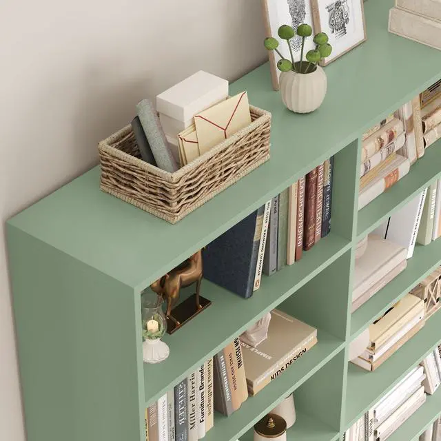 Alt view image 6 of 6 - 83.7" Tall Bookshelf and Bookcase, 7-Tier Extra Large Bookshelf with Double Storage, 14 Open Display Shelves for Home Office, Study and Living Room, Green