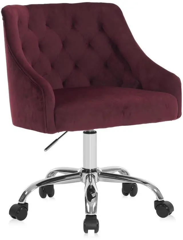 Main image of Home Office Chair, Velvet Swivel Adjustable Accent Vanity Chair with Arms Nailhead Trim for Bedroom, for to Living Room, Studying, Office (Burgundy)