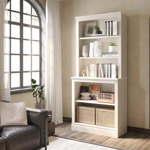 Main image of 72" Tall Bookcase, White Large Floor Standing Bookshelf, 5 Tier Shelves Open Storage Organizer, Book Case for Living Room Hallway Kitchen Home Office Bedroom, White - 5 Tier
