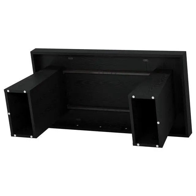 Alt view image 6 of 6 - 55-Inch Executive Desk, Thick Wood Office Computer Desk with Double Pedestal, Modern Minimalist Workstations Writing Table Conference Table Furniture for Home Office, Black