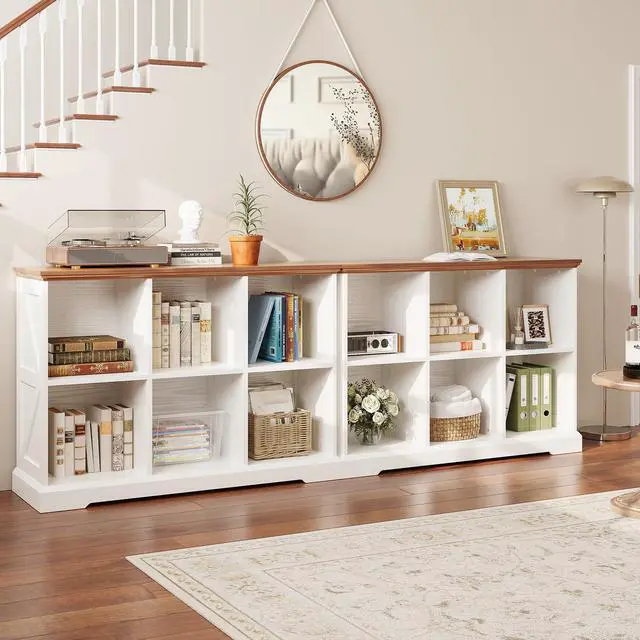 Alt view image 5 of 6 - 6 Cube Storage Organizer, Farmhouse Wood Bookshelf | White finish, cube organizer for bedroom, living room, home office, books or decor display, anti-tipping device