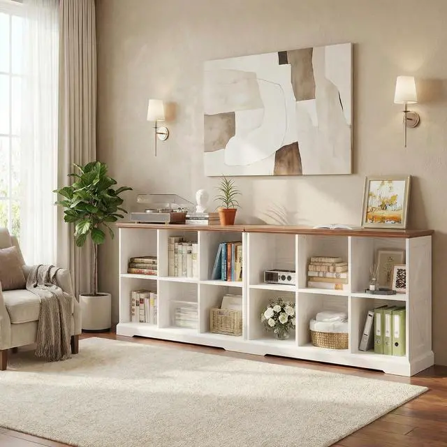 Alt view image 6 of 6 - 6 Cube Storage Organizer, Farmhouse Wood Bookshelf | White finish, cube organizer for bedroom, living room, home office, books or decor display, anti-tipping device