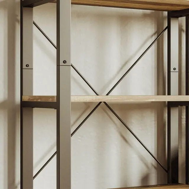 Alt view image 5 of 6 - Bookshelf 6-Tier Ladder Shelf 110 lbs or Shelf Display Shelf Vintage Industrial Style Bookcase for Home Office, Living Room