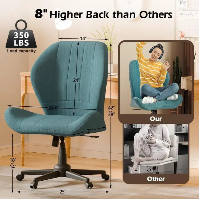 Alt view image 2 of 6 - Criss Cross Chair with Wheel for Bedroom & Office & Home Blue