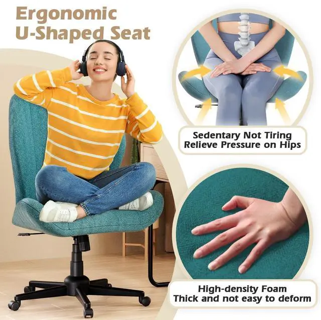 Alt view image 3 of 6 - Criss Cross Chair with Wheel for Bedroom & Office & Home Blue