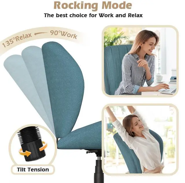 Alt view image 5 of 6 - Criss Cross Chair with Wheel for Bedroom & Office & Home Blue
