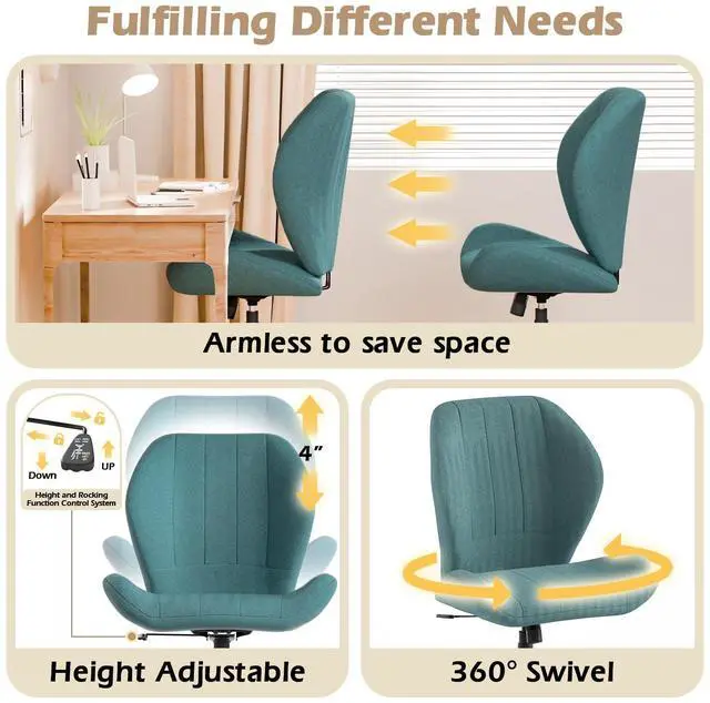 Alt view image 6 of 6 - Criss Cross Chair with Wheel for Bedroom & Office & Home Blue