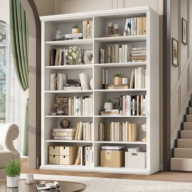 Main image of 71.8" L *47.2W Wooden Bookcase and Bookshelf Extra Large Bookshelf with Double Storage, Elegant Design for Living Room, Office, and Apartment