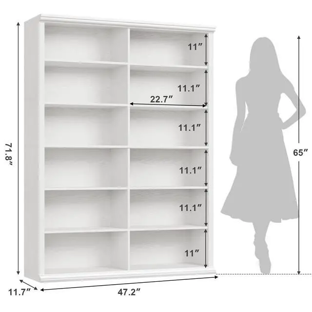 Alt view image 2 of 6 - 71.8" L *47.2W Wooden Bookcase and Bookshelf Extra Large Bookshelf with Double Storage, Elegant Design for Living Room, Office, and Apartment