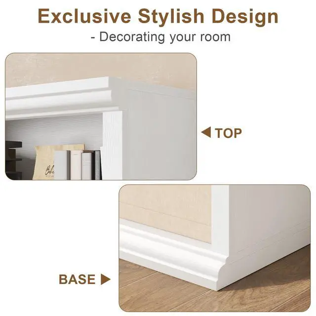 Alt view image 5 of 6 - 71.8" L *47.2W Wooden Bookcase and Bookshelf Extra Large Bookshelf with Double Storage, Elegant Design for Living Room, Office, and Apartment