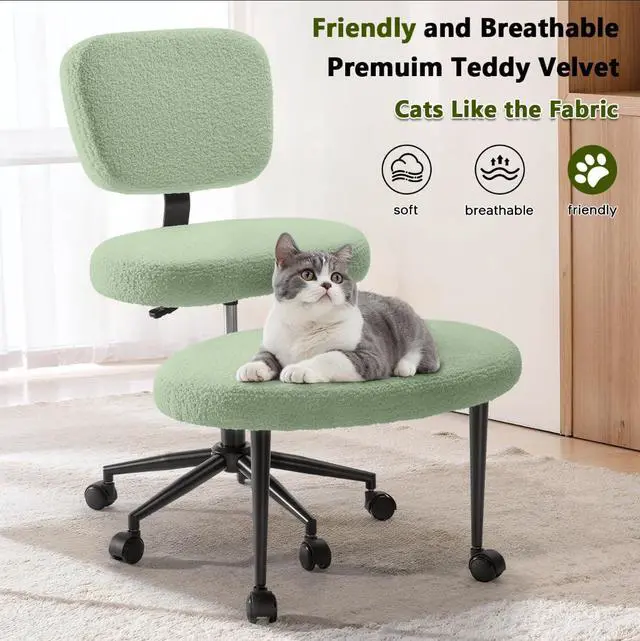 Alt view image 4 of 6 - Ergonomic Cross Legged Office Chair with Wheels, ADHD Chair for Adults, Meditation Chair, Yoga Office Chair (Green)