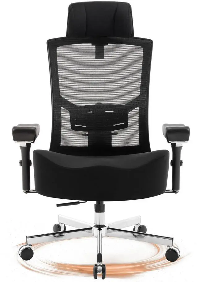 Main image of 600lbs Big and Tall Office Chair,Oversized Ergonomic Breathable Mesh Desk Chair with W-Shape Thicken Seat Cushion,Computer Chair Upgraded 4D Armrest with Adjustable Lumbar Support&Headrest