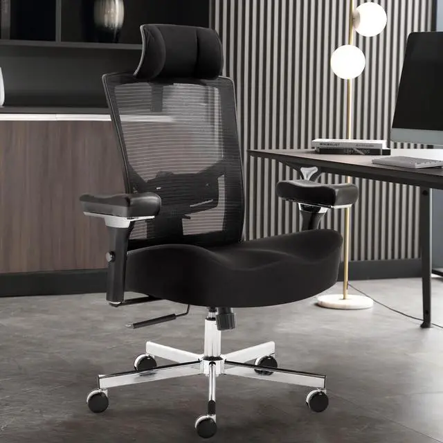 Alt view image 2 of 6 - 600lbs Big and Tall Office Chair,Oversized Ergonomic Breathable Mesh Desk Chair with W-Shape Thicken Seat Cushion,Computer Chair Upgraded 4D Armrest with Adjustable Lumbar Support&Headrest