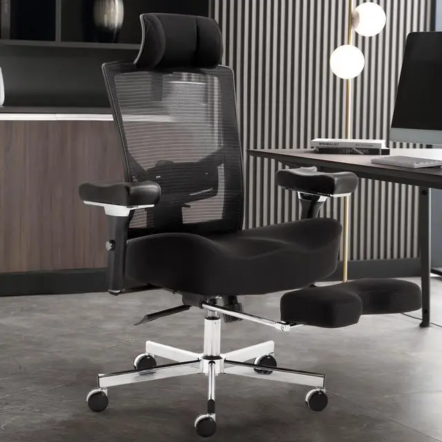 Alt view image 2 of 6 - 600lbs Big and Tall Office Chair,Oversized Ergonomic Breathable Mesh Desk Chair with W-Shape Thicken Seat Cushion,Computer Chair with Adjustable 4D Armrest,Lumbar Support Footrest Headrest