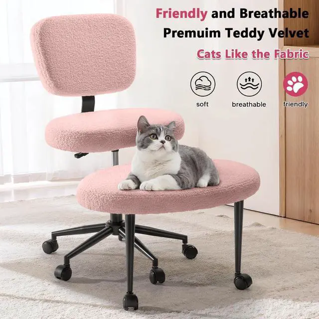 Alt view image 5 of 6 - Ergonomic Cross Legged Office Chair with Wheels, ADHD Chair for Adults, Meditation Chair, Yoga Office Chair (Pink)