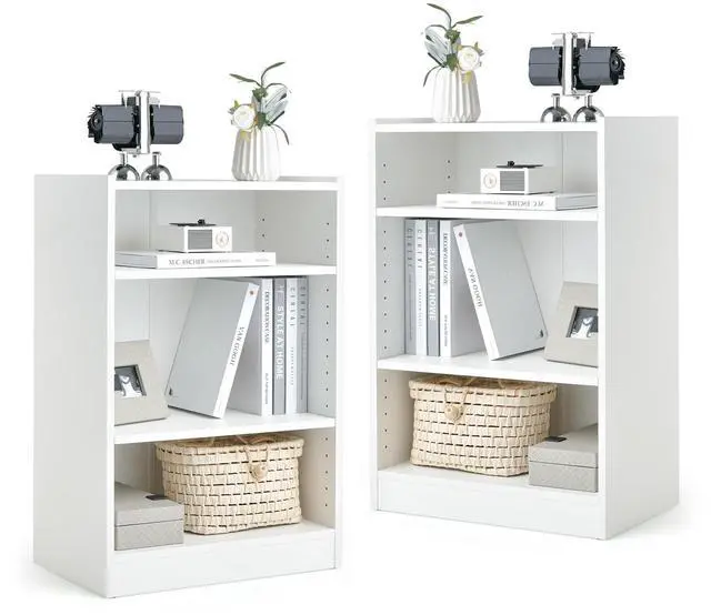 Main image of 3 Tier Bookcase, Floor Standing Open Bookshelf with 18-Position Adjustable Shelves, Anti-toppling Device, Modern Multipurpose Display Storage Organizer for Living Room Study (2, White)