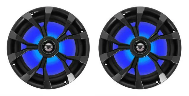 Alt view image 3 of 4 - RKL80MB Bundle: (4) 8 900W Black Marine Boat Speakers w/LED Lights, IP66 Waterproof, Beat Sync LEDs, Stainless Steel Mounting Screws, for Marine/ATV/UTV, 4-Piece