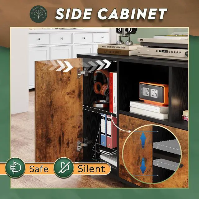 Alt view image 5 of 6 - Lateral File Cabinet with Lock, 1-Drawer Rolling File Cabinets on Wheels for Home Office, Wood Printer Stand with Open Storage Shelf, Rustic Brown