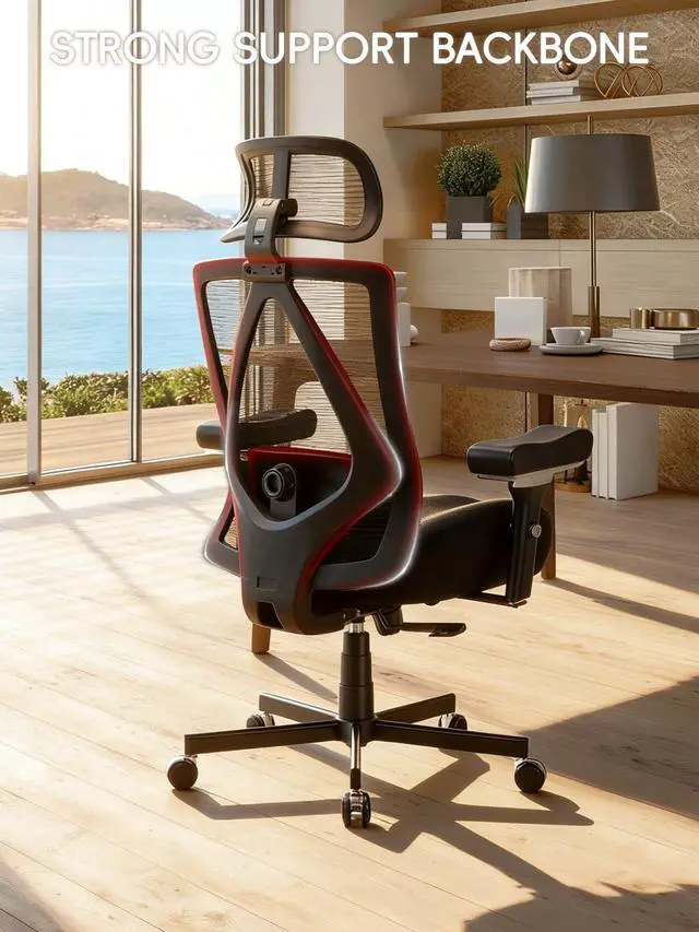 Alt view image 2 of 6 - Big and Tall Office Chair 550lbs, Ergonomic Desk Chair with W Thick Cushion&4D Armrest, Executive Mesh Desk Chair with Adjustable Lumbar Support, 2D Headrest, Swivel Task Chairs for Home Office Gaming