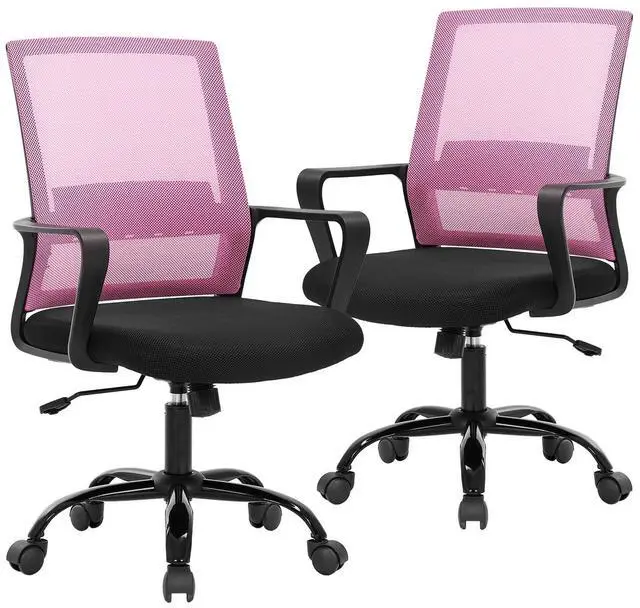 Main image of Computer Chair Swivel Rolling Executive Lumbar Support Task Mesh Chair Metal Base for Women&Men, 2 Pack