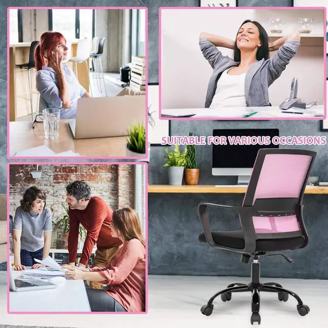 Alt view image 5 of 6 - Computer Chair Swivel Rolling Executive Lumbar Support Task Mesh Chair Metal Base for Women&Men, 2 Pack