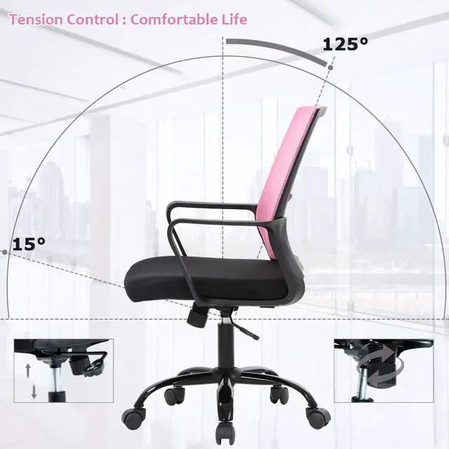 Alt view image 6 of 6 - Computer Chair Swivel Rolling Executive Lumbar Support Task Mesh Chair Metal Base for Women&Men, 2 Pack