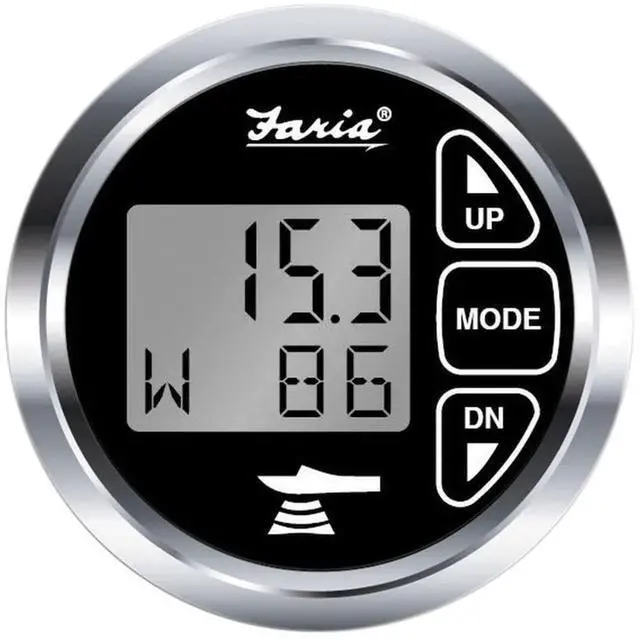 Main image of 13752 Chesapeake Stainless Steel Depth Sounder with Air and Water Temperature (Transom Mounted Transducer) - 2", Black
