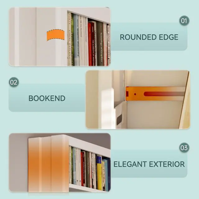 Alt view image 6 of 6 - 71" Metal Book Shelf,5 Tier Bookshelf with Adjustable Shelves,White Bookshleves and Bookcases,Heavy Duty Library Book Case,Modern Open Bookshelf for Living Room,Bedroom,Office (White)