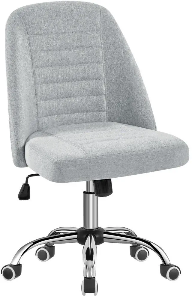 Main image of Home Office Desk Chairs, Modern Armless Vanity Chair, Mid Back Desk Chair, Linen Fabric Computer Task Chair with Rolling Wheels, Metal Base