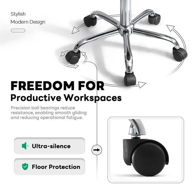 Alt view image 6 of 6 - Clear Desk Chair, Adjustable Acrylic Home Office Chair with Wheels, Swivel Vanity Rolling Chair Swivel Task Chair for Office, Home, Make Up, Small Space, Bed Room