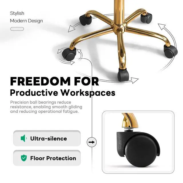 Alt view image 6 of 6 - Clear Desk Chair, Adjustable Acrylic Home Office Chair with Wheels, Swivel Vanity Rolling Chair Swivel Task Chair for Office, Home, Make Up, Small Space, Bed Room