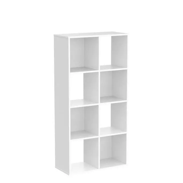 Alt view image 4 of 6 - 11-Inch Cube Storage Organizer Shelf w/Back, with Exterior Edge, Room Storage Shelves Divider, Bookcase, 8-Cube, White