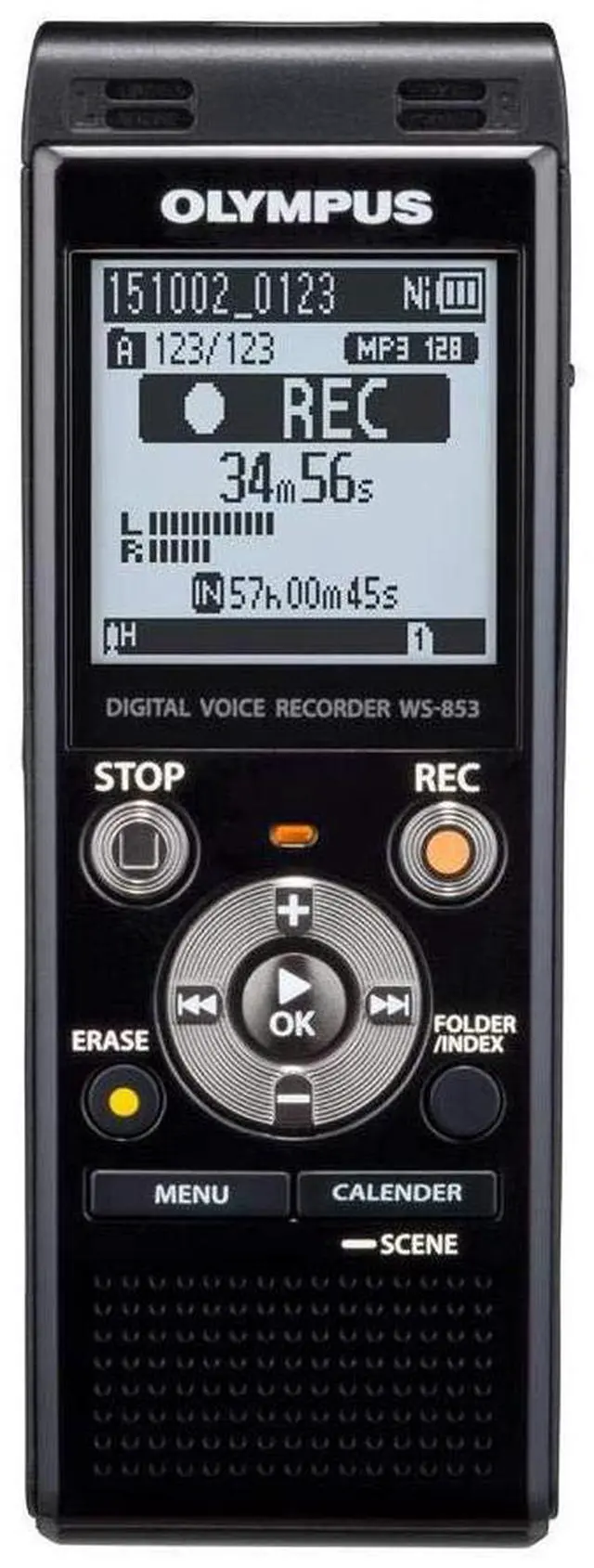 Main image of Olympus WS-853 Black Voice Recorder with True Stereo mic, 8GB, 110 Hours Battery Life, Voice Balance, Direct USB Connection, with MP3 File Format