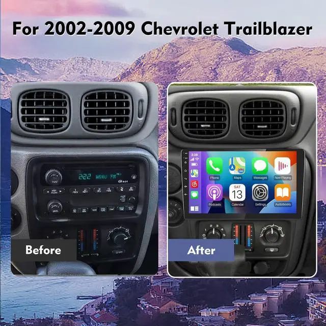 Alt view image 2 of 4 - 10.1" Car Radio Stereo for Chevrolet Trailblazer 2002 2003 2004 2005 2006 2007 2008 2009 with Wireless CarPlay & Android Auto, Radio for Trailblazer Support GPS Bluetooth WiFi FM Backup Camera