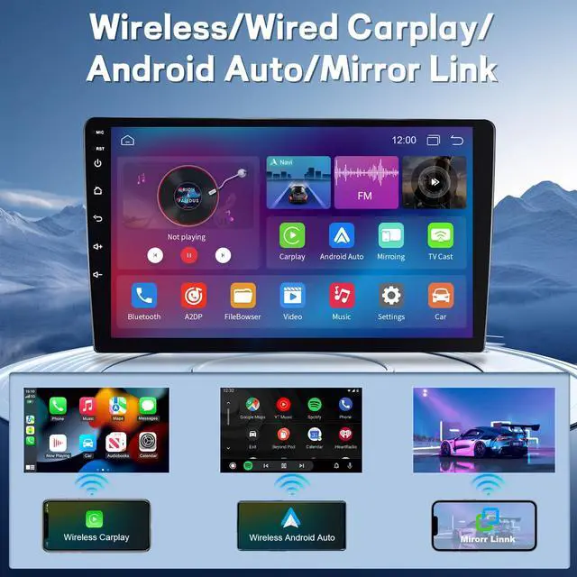 Alt view image 3 of 4 - 10.1" Car Radio Stereo for Chevrolet Trailblazer 2002 2003 2004 2005 2006 2007 2008 2009 with Wireless CarPlay & Android Auto, Radio for Trailblazer Support GPS Bluetooth WiFi FM Backup Camera