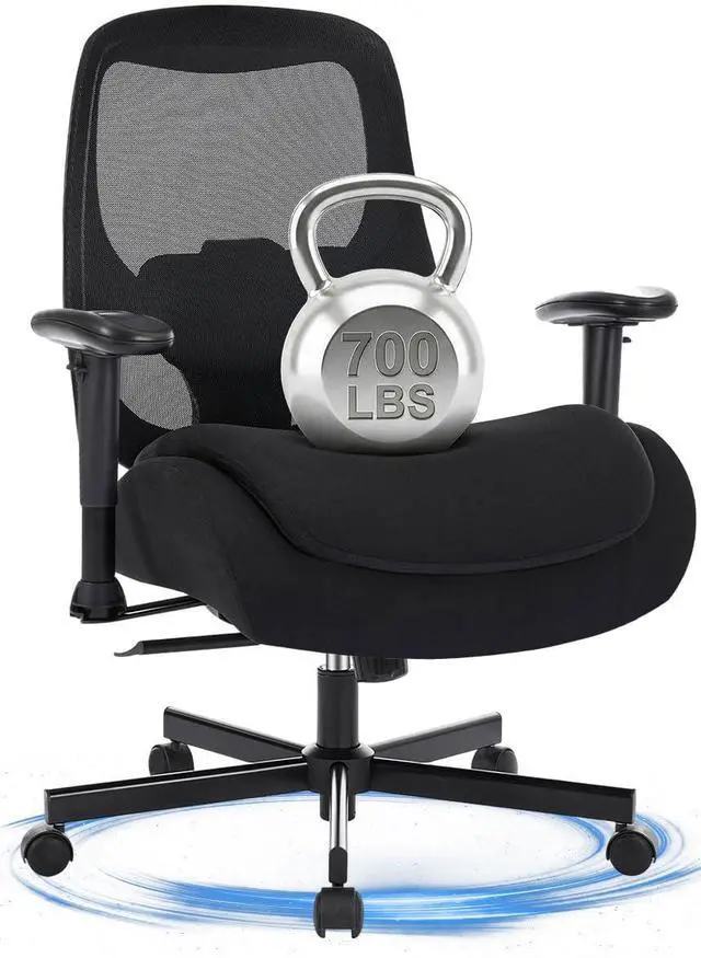 Main image of Big and Tall Office Chair with Wide Thick Seat Cushion for Heavy People,700lbs Ergonomic Mesh Desk Chair with Adjustable Lumbar Support and Armrests for Adults Sitting All Day